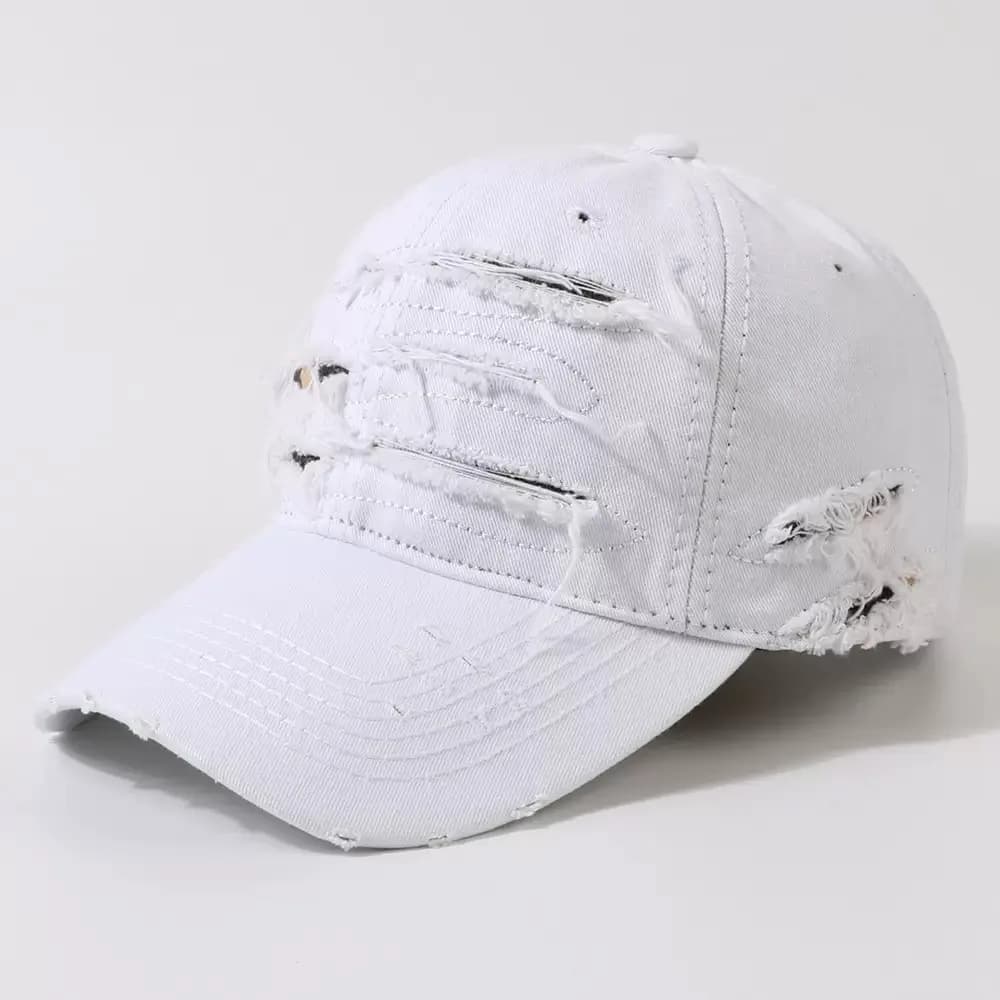 Nouveaux chapeaux de baseball à bords déchirés pour hommes et femmes, vieux casquettes à bord incurv