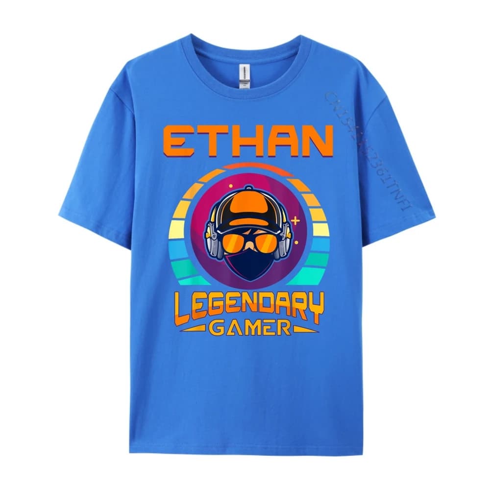 Ethan légendaire Gamer nom personnalisé Teeshirt chemise drôle noir graphique t-shirts Meme t-shirt