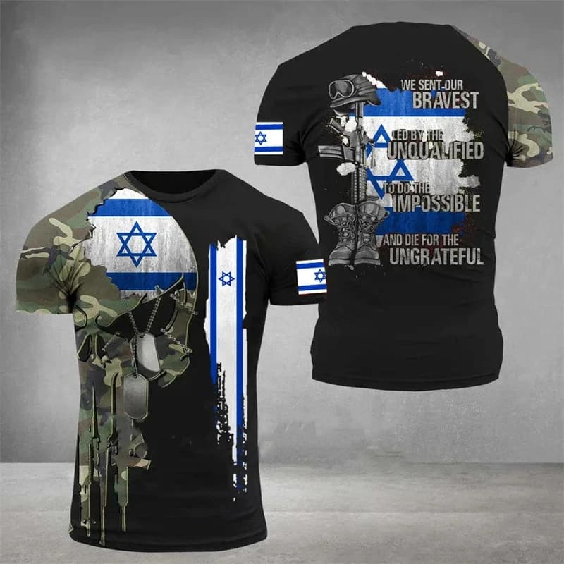 Économie de sensation nationale israélienne pour hommes, t-shirt imprimé en 3D, camouflage militaire