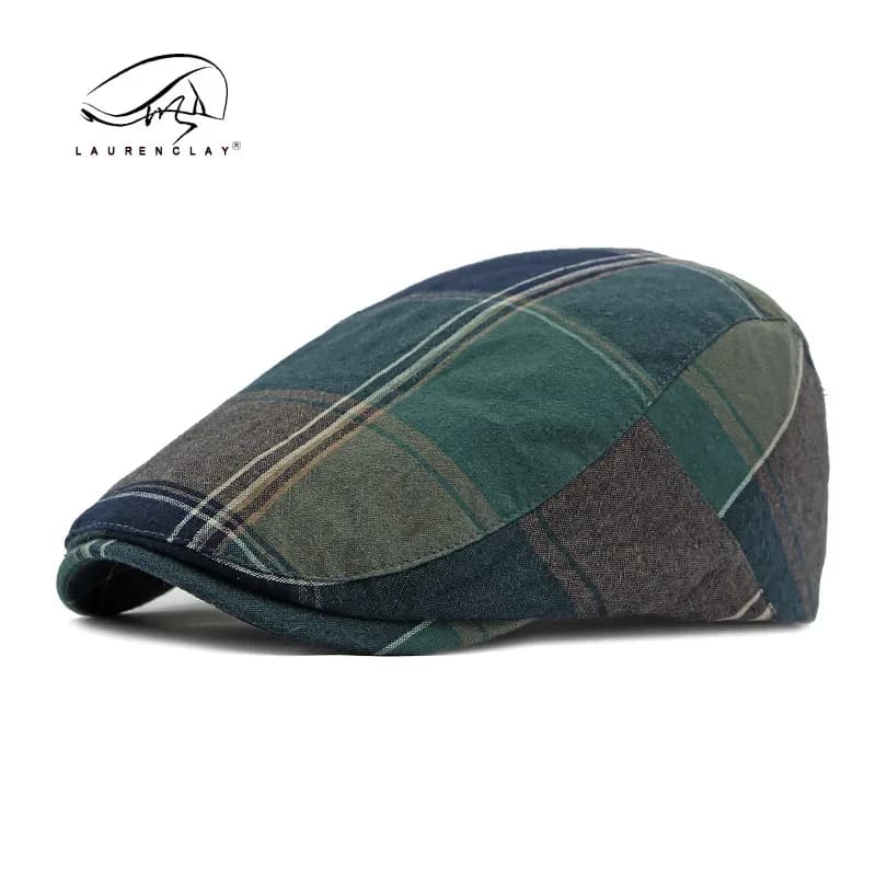 Casquettes gavroche à motif à carreaux pour hommes et femmes, béret en coton, bouton réglable, casqu
