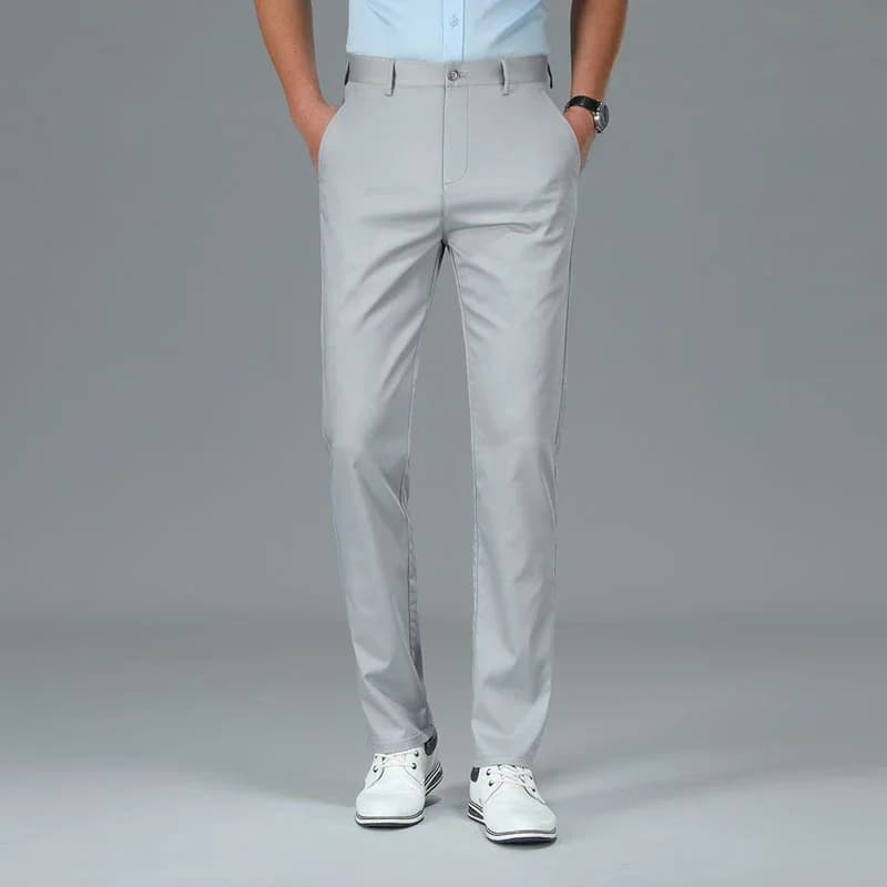Pantalon décontracté en Fiber de bambou pour hommes, couleur unie, loisirs, droit, costume formel d'