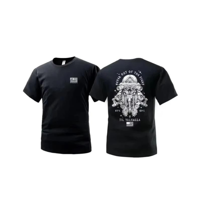 T-Shirt à manches courtes pour hommes, en coton, avec ventilateur militaire tactique, col ras du cou
