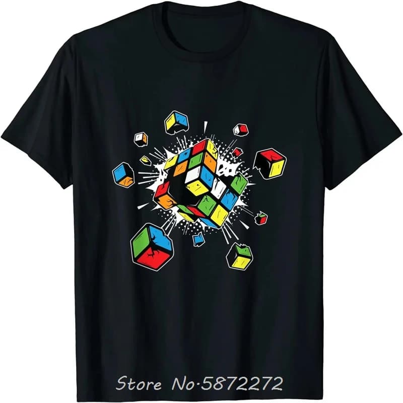 Explosion Rubix Rubiks Rubics Cube présent coton T-shirt surdimensionné unisexe T-shirt Fitness T-sh