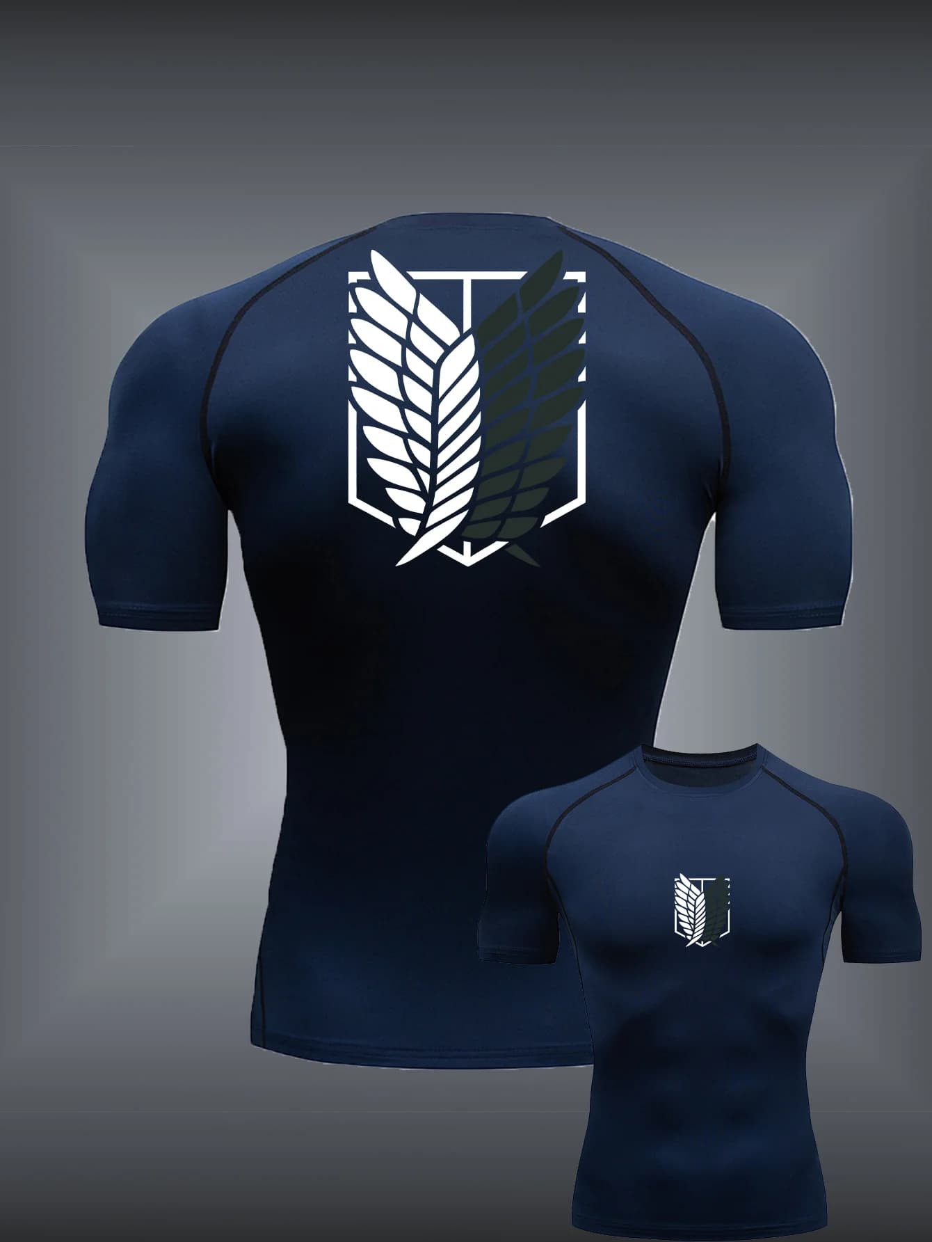 ATTACK ON TITAN Anime T-shirt de course pour hommes, chemise à séchage rapide, T-shirt serré pour en