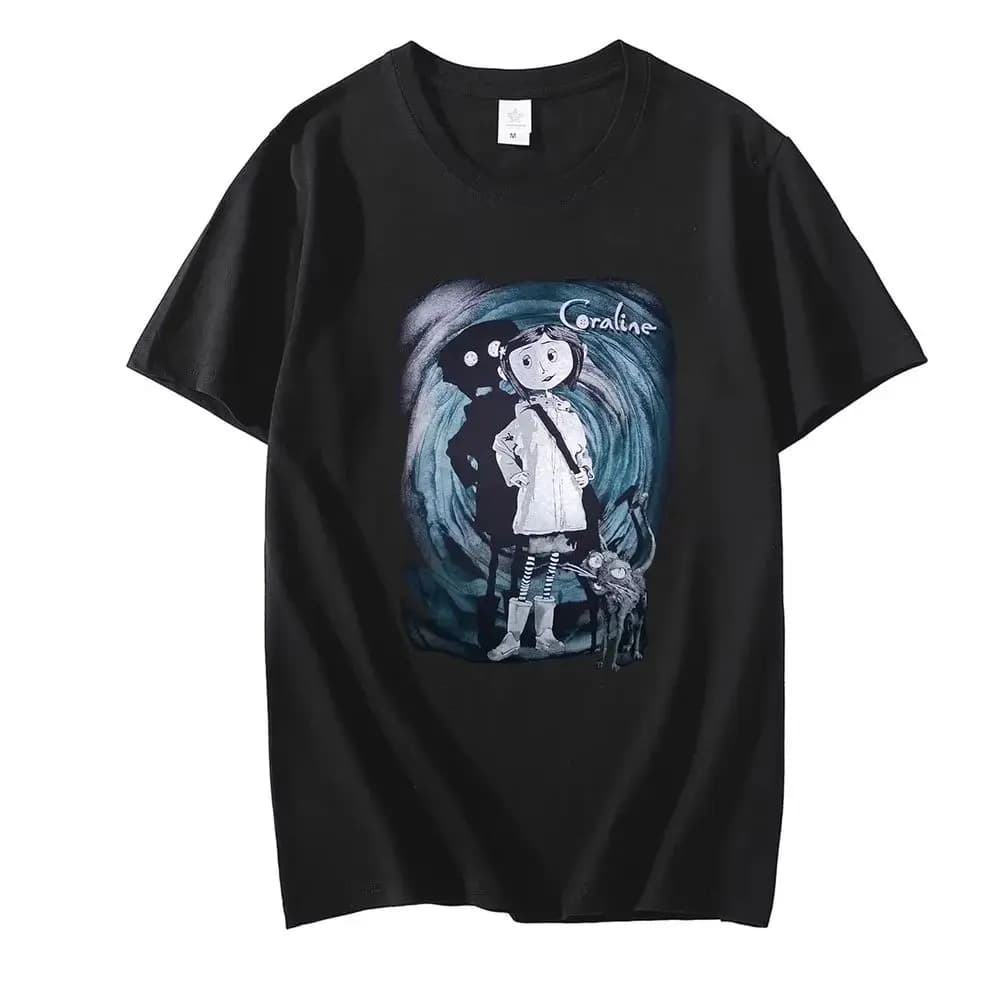 T-shirt Coraline Tim Burton Neil Gaiman Nightmare Before Christmas Tops Goth Dark Tees Y2k Casual Lo