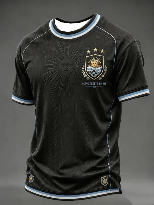 T-shirt de supporter de football Argentine à manches courtes, respirant, séchage rapide, style stree