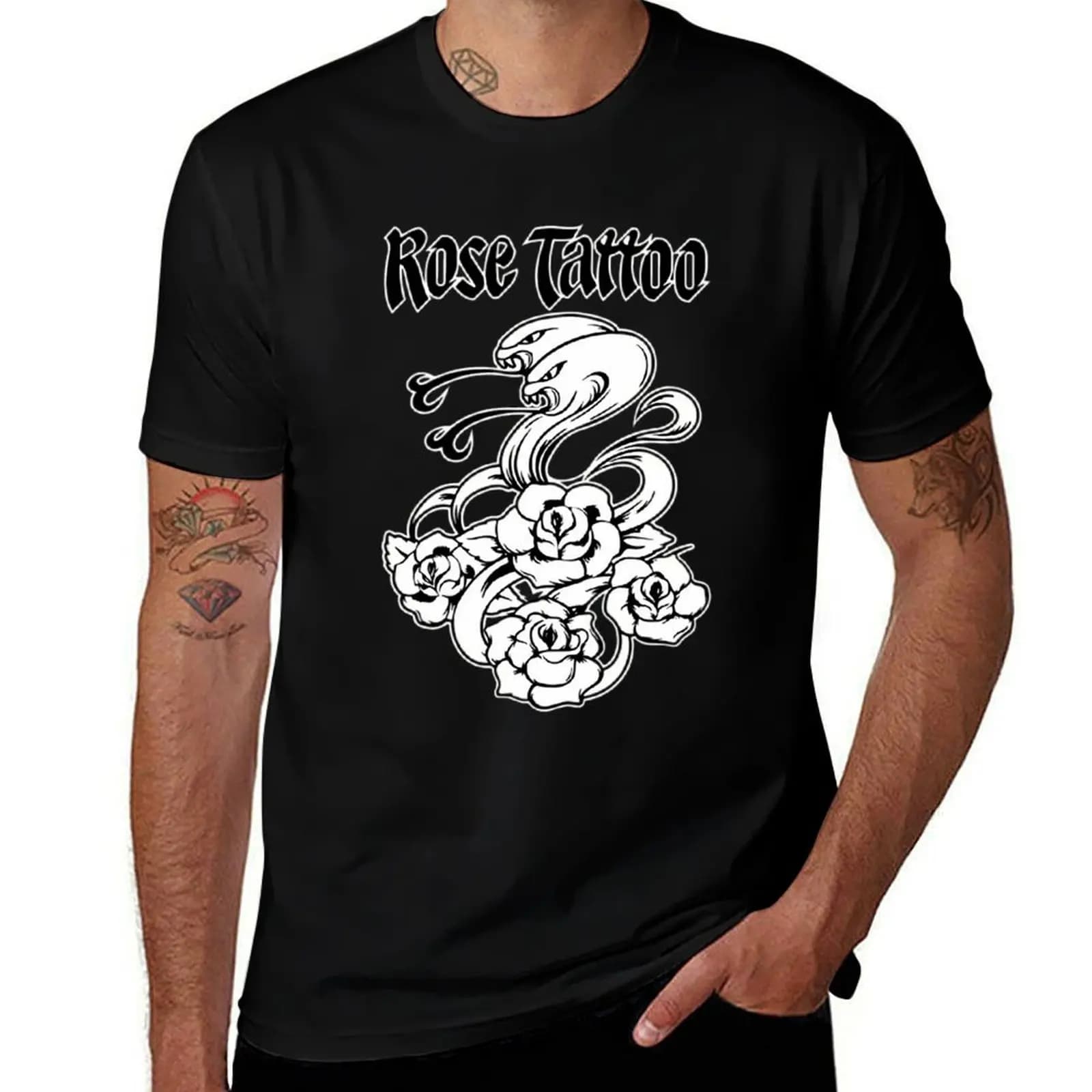 Tour rock n roll rose groupe de tatouage T-Shirt T-Shirt homme concepteur t-shirts coton 100% T-Shir