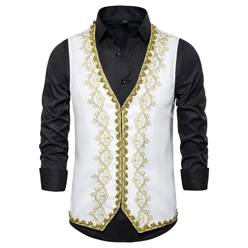 Nouveau élégant or broderie Baroque gilets hommes mince palais Banquet vêtements Gilet hommes scène
