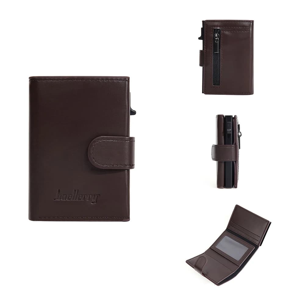 Baellerry Porte-cartes en aluminium pour homme avec bouton coulissant pop-up automatique, portefeuil