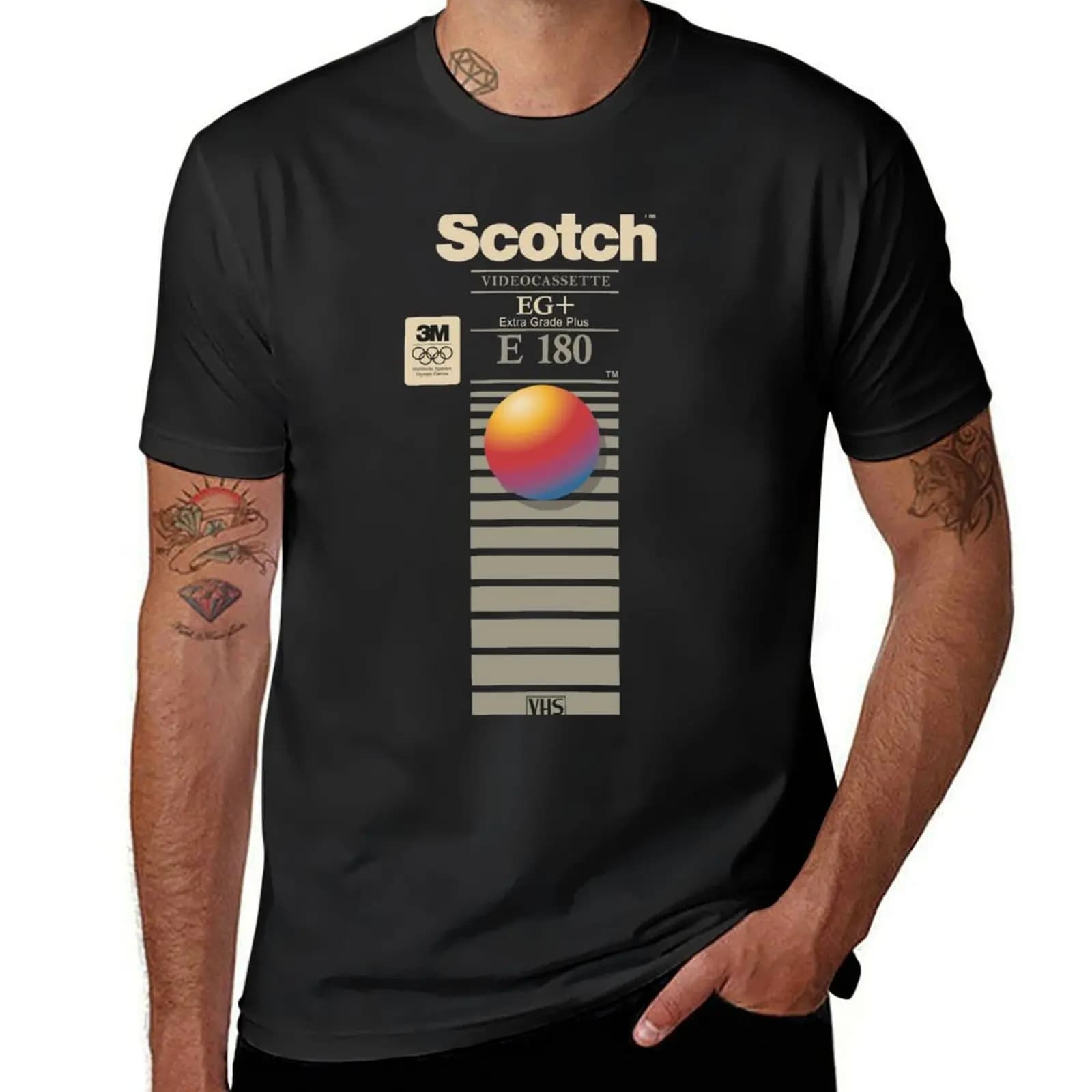 VHS Scotch E180 T-Shirt pour hommes, vêtements hiphélicoptère, vêtements Kawaii, sweat-shirts