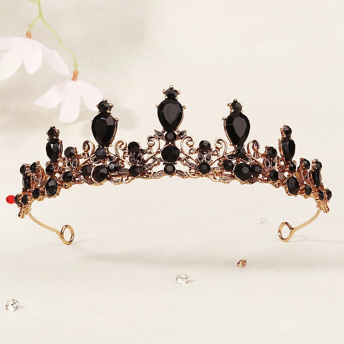 Couronne et diadème en cristal gothique vintage baroque, accessoires pour cheveux de mariée, couronn