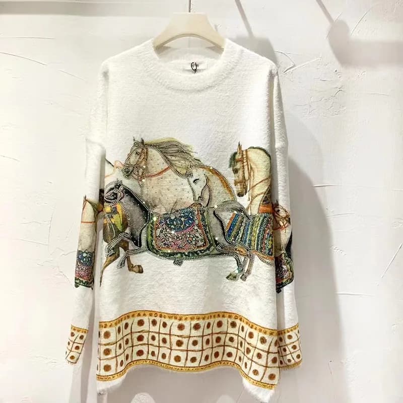 Pull à capuche en diamant pour femme, pull chaud, optique, mode tricotée, pull décontracté, automne,