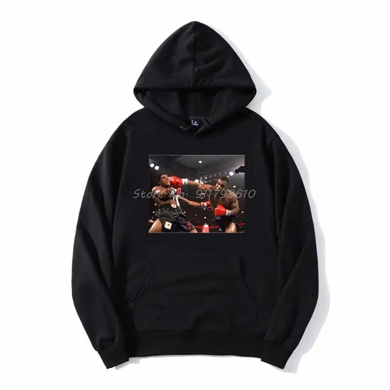 Sweat à Capuche avec Affiche Photo de Boxe pour Homme, Streetwear Surdimensionné, Harajuku