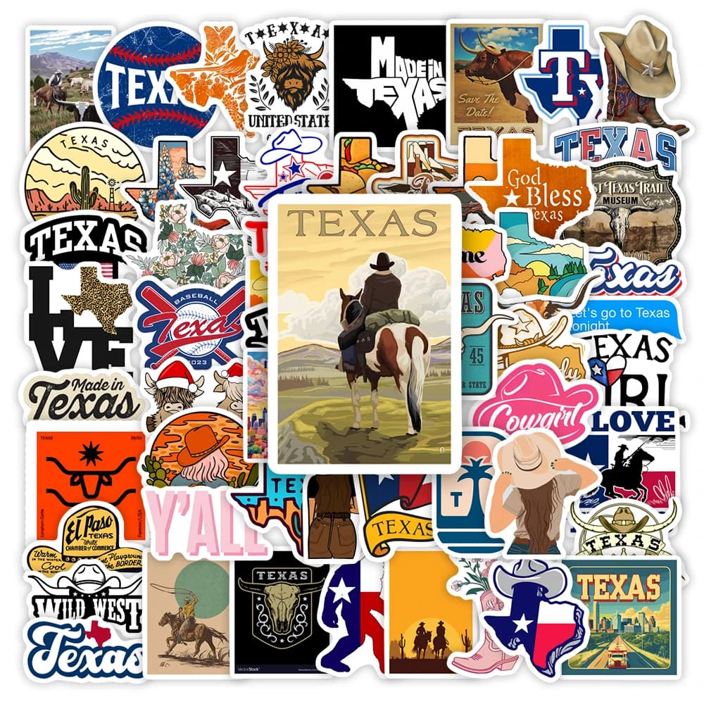 Autocollants étanches avec logo de l'État du Texas, décalcomanies décoratives pour ordinateur portab