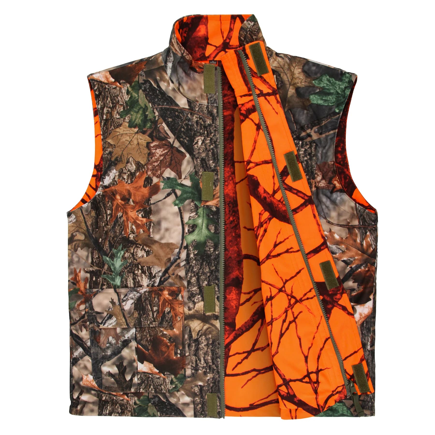 GUGULUZA Gilet de chasse camouflage orange, gilet réversible de jeu, gilet de sécurité sans manches