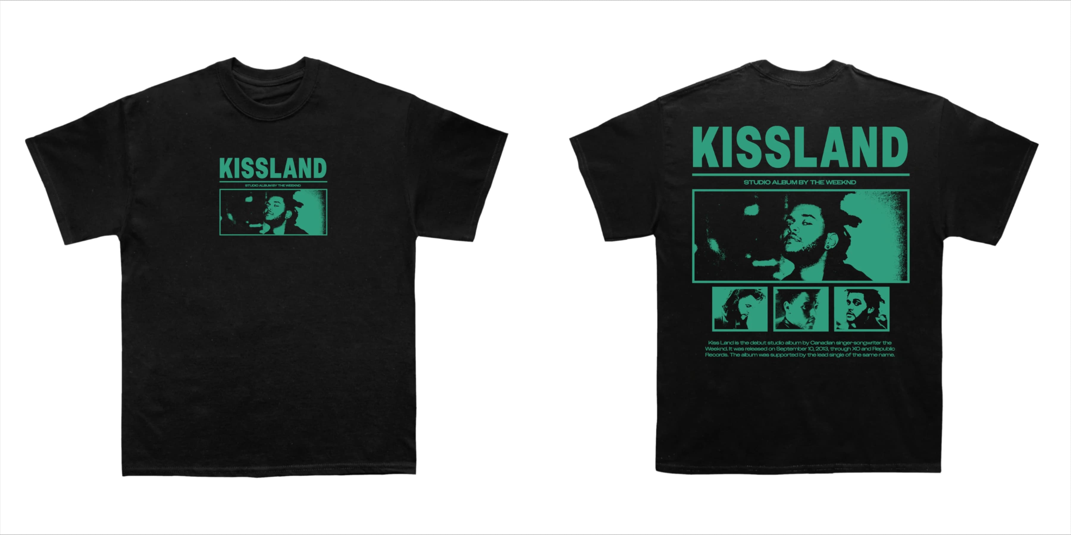 The Weeknd Kissland T-shirt graphique rétro R&B Pop Streetwear en coton surdimensionné à manches cou