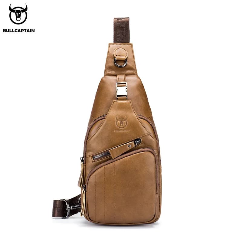 BULLCAPTAIN sac en cuir véritable sac de poitrine hommes mode Style décontracté sac à bandoulière af
