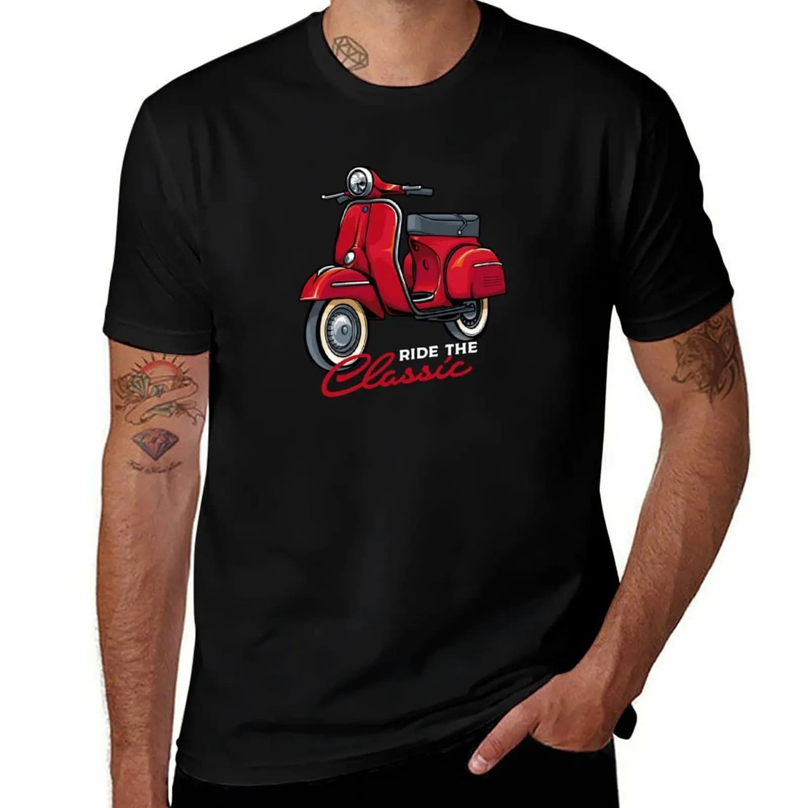 Italie classique Scooter cyclomoteur vélo rétro amour Vintage T-Shirt homme décontracté homme t-shir