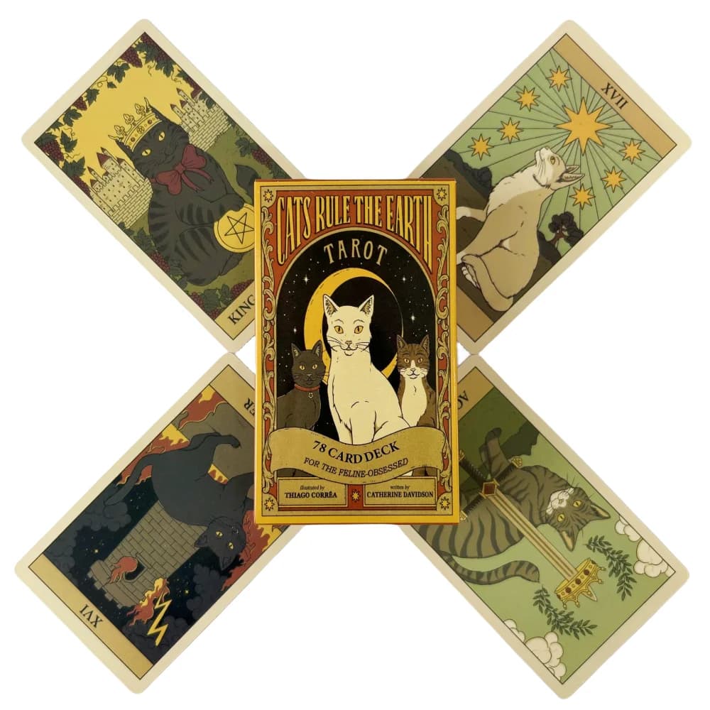 Les chats regulan la terre cartes de Tarot un jeu de 78 Oracle visions anglaises édition de Divinati