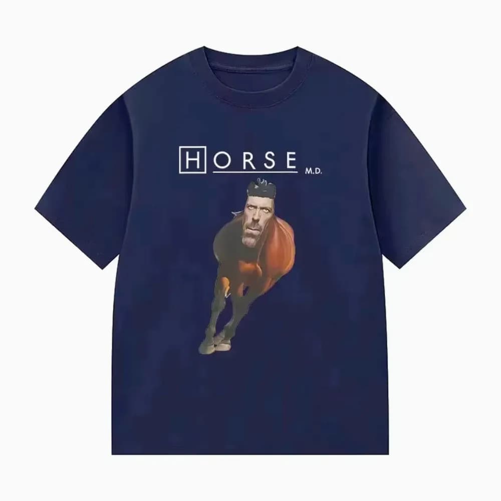 Horse House MD T-shirt graphique humoristique pour hommes et femmes, style humoristique, à manches c