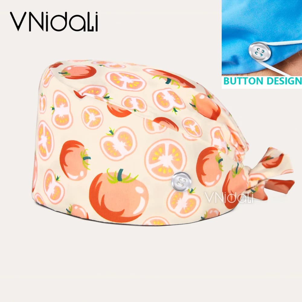 Casquette chirurgicale à impression à carreaux, chapeaux de gommage pour le travail de soins infirmi