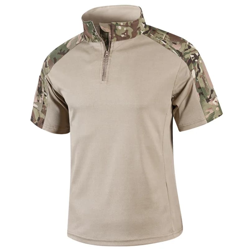 Chemise tactique camouflage pour hommes, t-shirt de combat à manches courtes, séchage rapide, camouf