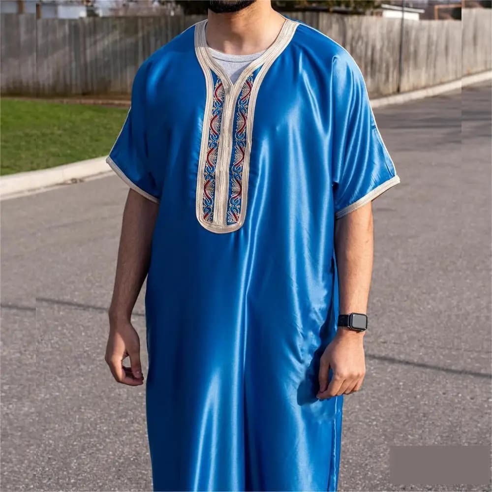 Nouvelle robe marocaine Kaftan pour hommes, vêtements islamiques traditionnels, abayas décontractées