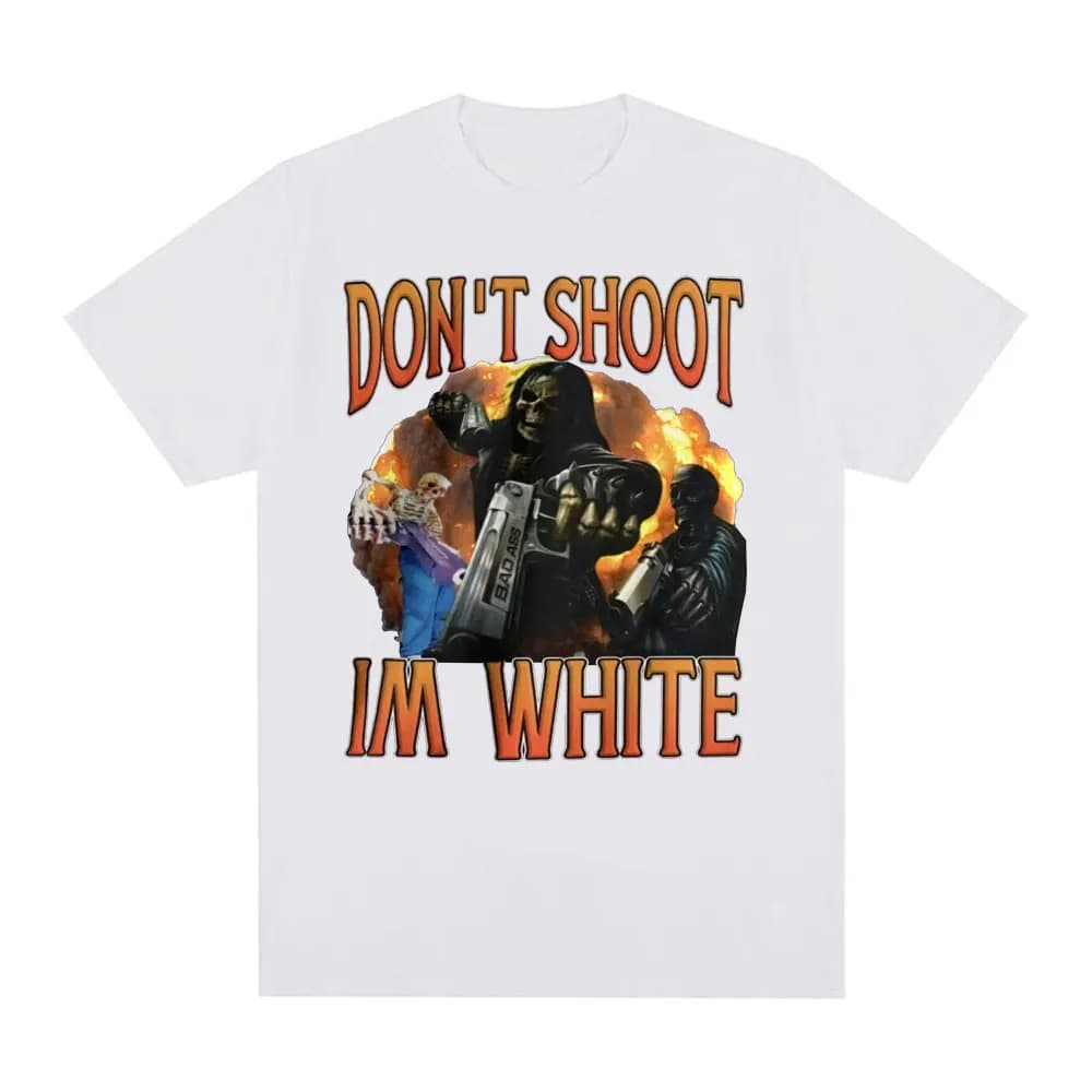T-shirts graphiques humoristiques « Ne tirez pas, je suis blanc » pour hommes, t-shirt décontracté à