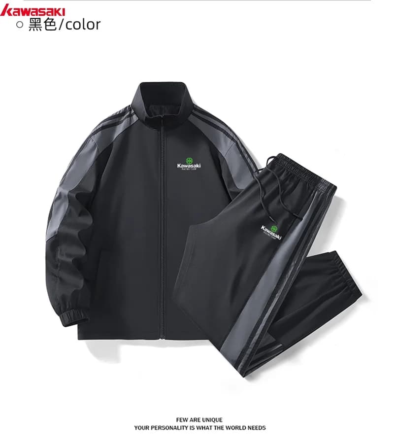 Ensemble de sport d'été pour hommes Kawasaki, veste à col montant contrastée, ensemble deux pièces,