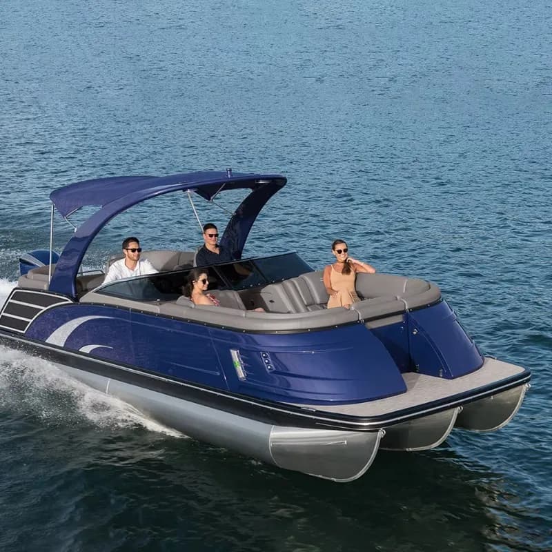 Bateau ponton de divertissement personnalisé, bateau de pêche en aluminium avec moteur hors-bord, ut