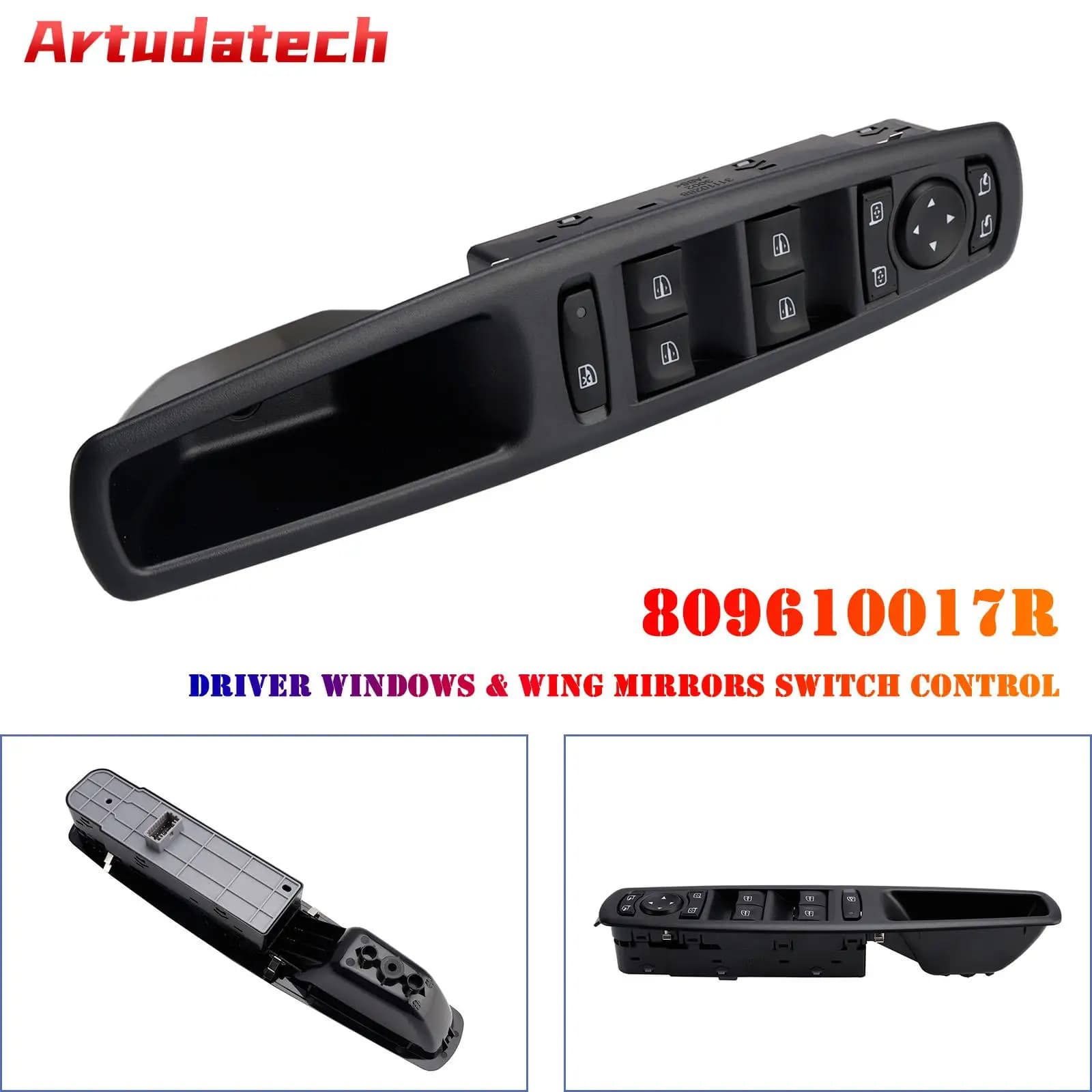 Artudatech Driver Commande de commutateur pour fenêtres et rétroviseurs 809610017 R pour Renault Sce