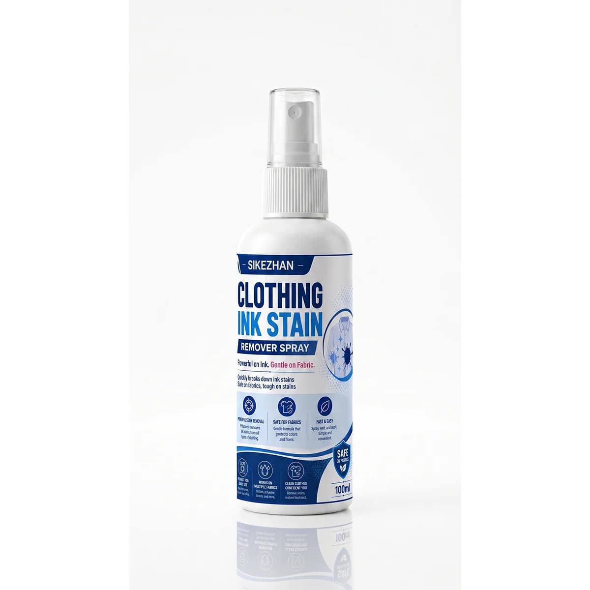 SIKEZHAN Spray Détachant pour Taches d'Encre sur Tissus, Nettoyant Puissant et Rapide pour Taches de