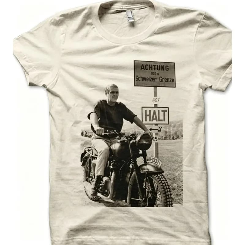 T-shirt imprimé moto rétro classique de 'The Great Escape', nouvel article d'été adapté aux hommes e