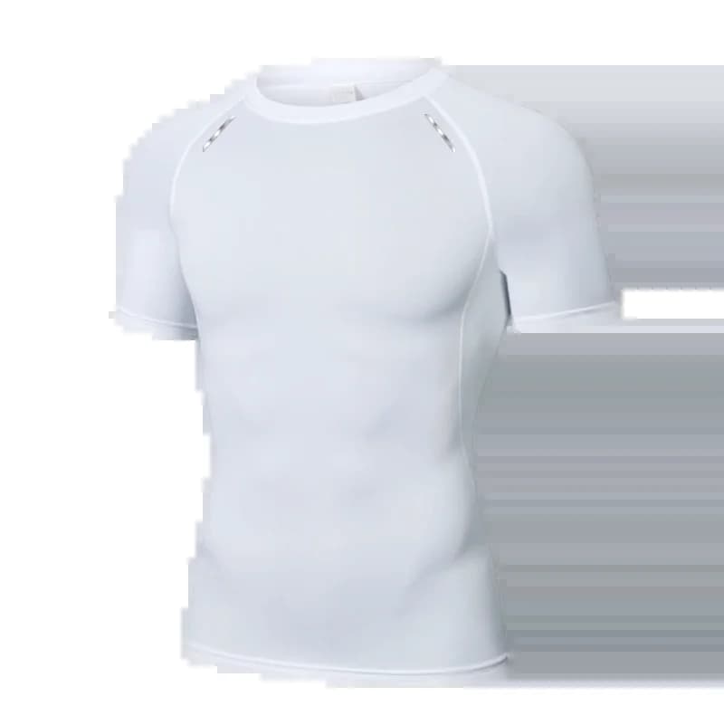 T-shirt de Compression Homme Manches Longues à Bandes Réfléchissantes, Séchage Rapide, pour Running,