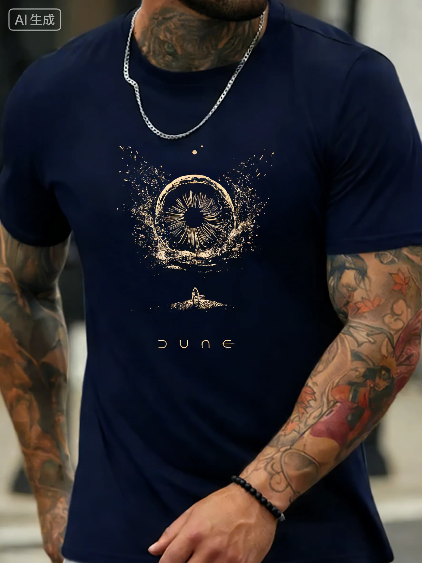 T-shirt pour homme au style unique inspiré de la science-fiction classique d'été « Dune », fabriqué