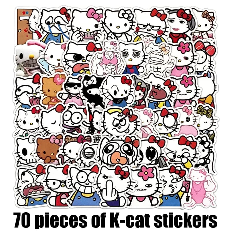 Autocollants Hello Kitty, illustrations amusantes et divertissantes, parodies abstraites, packs d'ex
