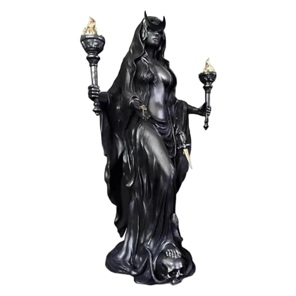 Sculpture de la déesse grecque Hécate, sorcière de la nuit, avec ses chiens magiques, messager de la