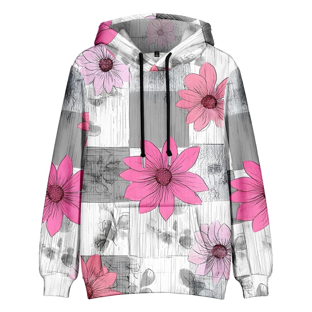 Sweat à capuche imprimé d'art abstrait unisexe aquarelle design botanique couleurs pastel streetwear