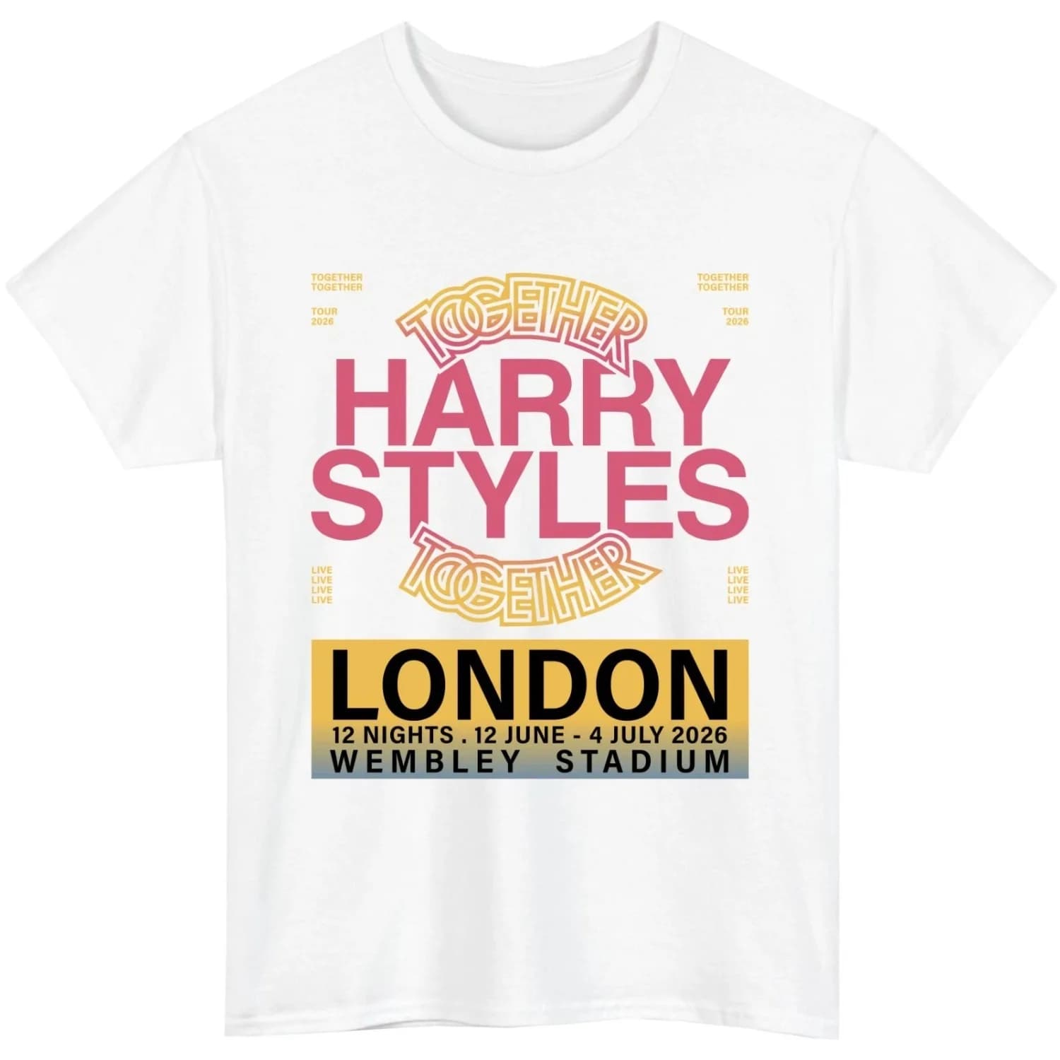 T-shirt de concert Harry Styles Together Tour 2026 Londres Wembley pour hommes et femmes, tee-shirt