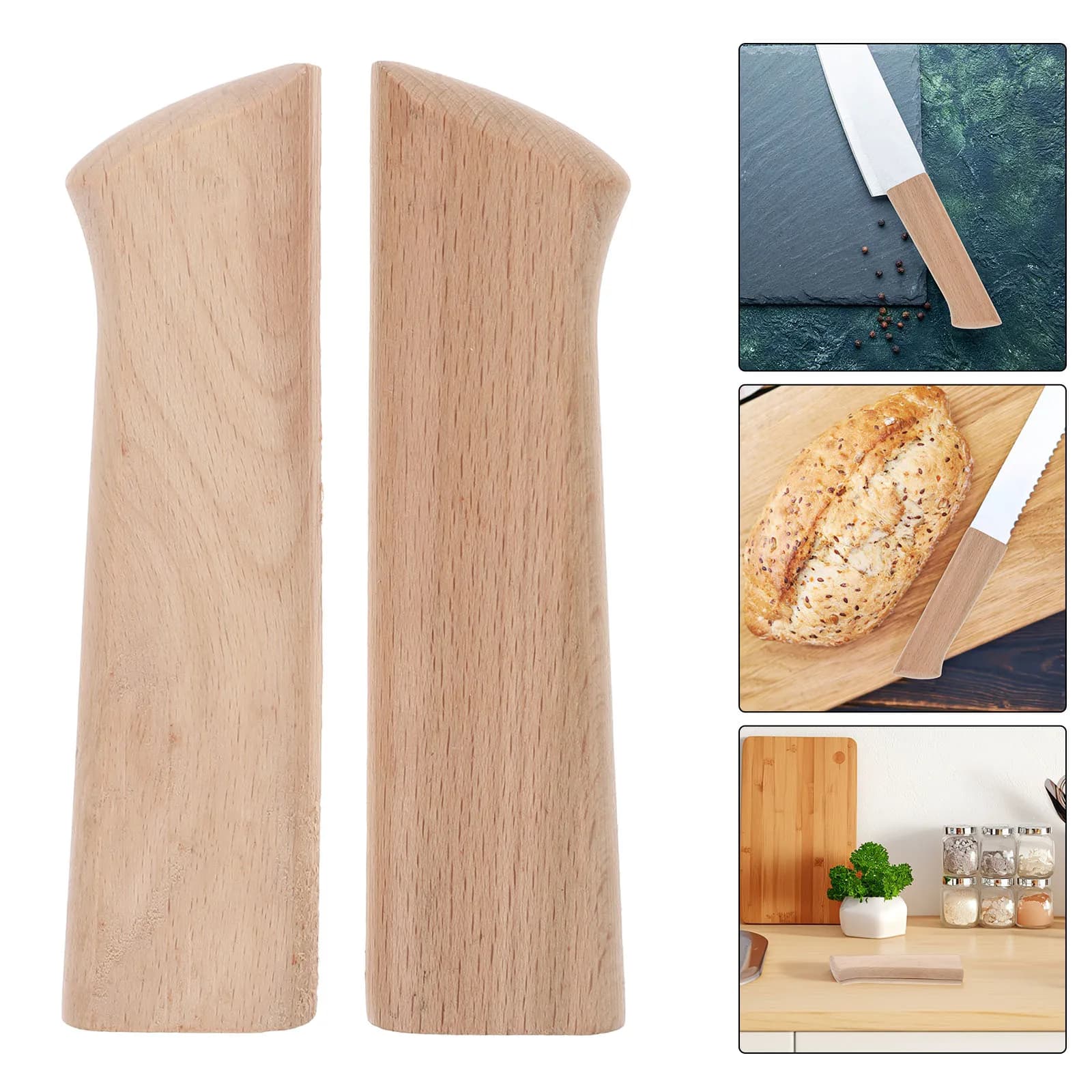 Poignées de couteau de cuisine, 2 pièces, manche en bois de remplacement, poignée de Chef, poignée d