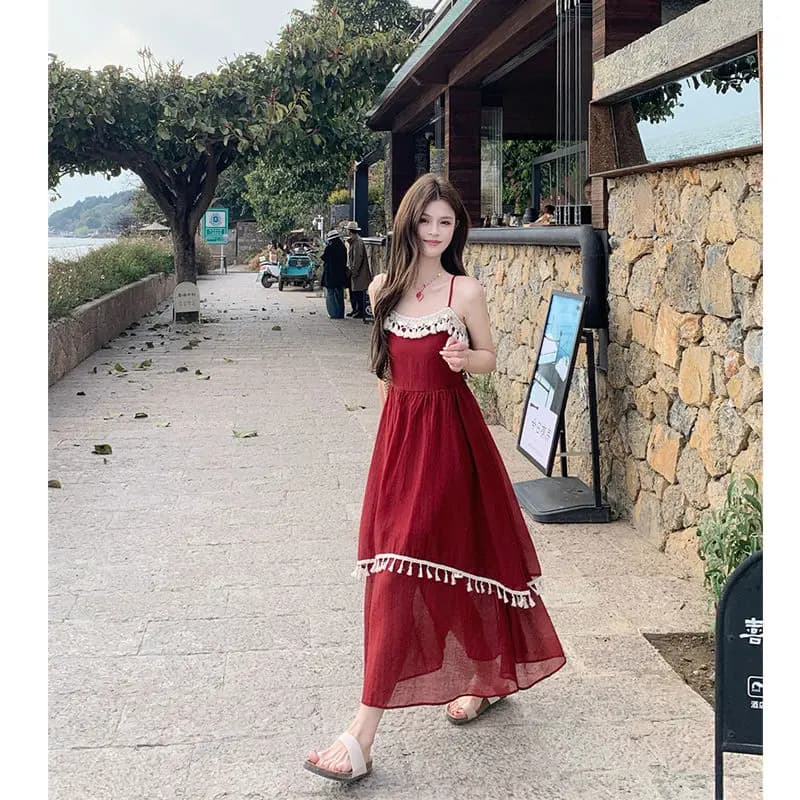 Robe Camisole épissée à franges, nouveau Design printemps/été avec ourlet asymétrique pour vêtements
