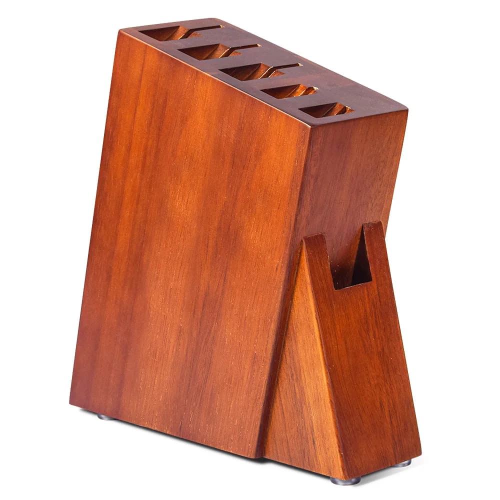 DASHWAY porte-couteau avec bloc de couteaux en bois d'acacia puissant sans couteaux trous de ciseaux