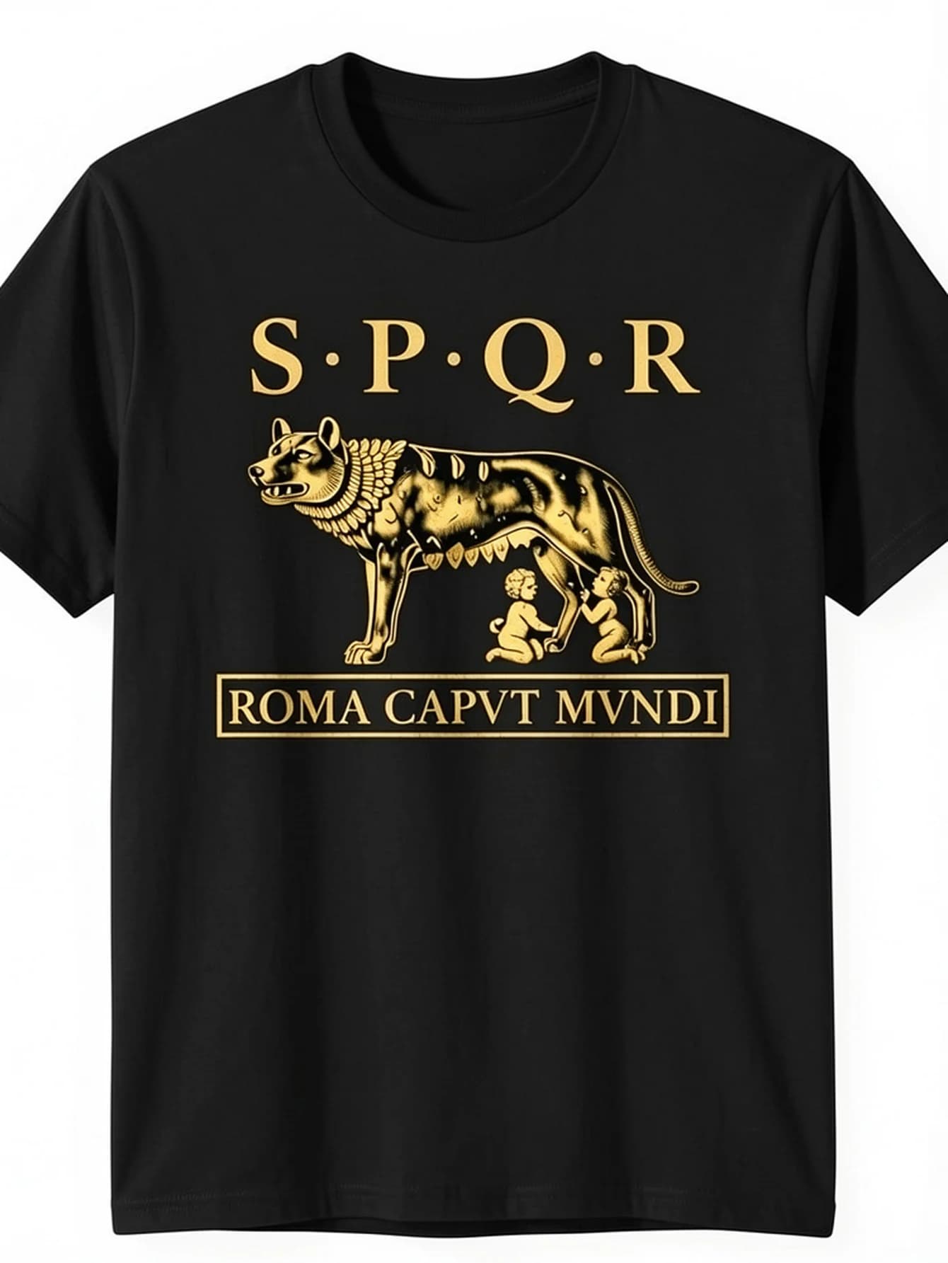 T-shirt pour homme avec inscription latine SPQR Roma Caput Mundi, impression loup et SPQR de la Rome