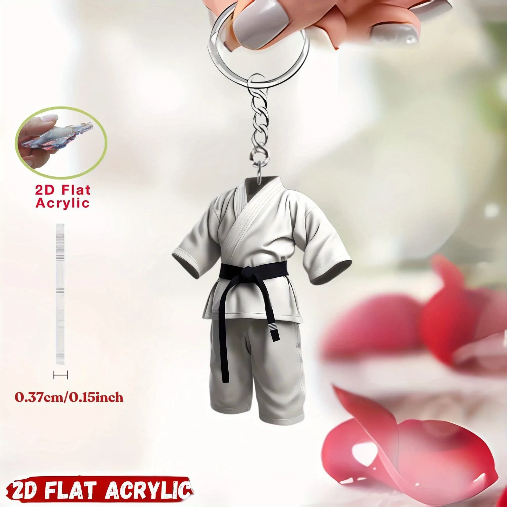 Porte-clés 2D Karaté, Breloques Pendentifs Thème Jiu-Jitsu, Décoration Plate en Acrylique à Suspendr