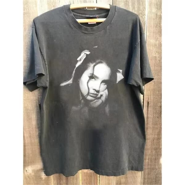 T-shirt gris anthracite pour hommes et femmes, T-shirt à motif musical Lana Del Rey des années 90