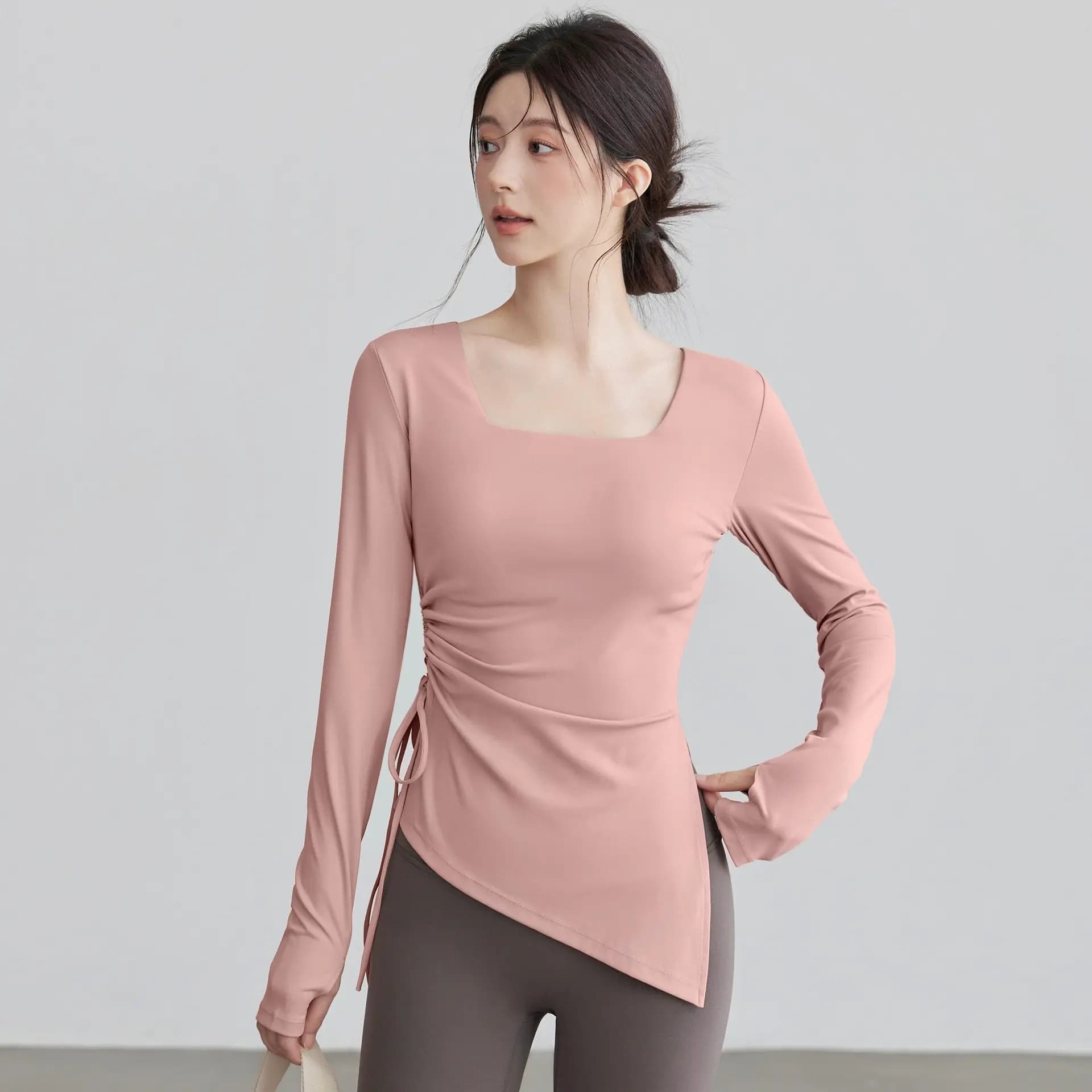 Vêtements de yoga avec coussinets de poitrine, hauts de sport d'automne, amincissants pour la taille