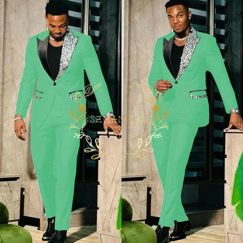 Ensemble veste et pantalon à boutonnage simple pour hommes, blazer à revers Patricia, olympiques noi