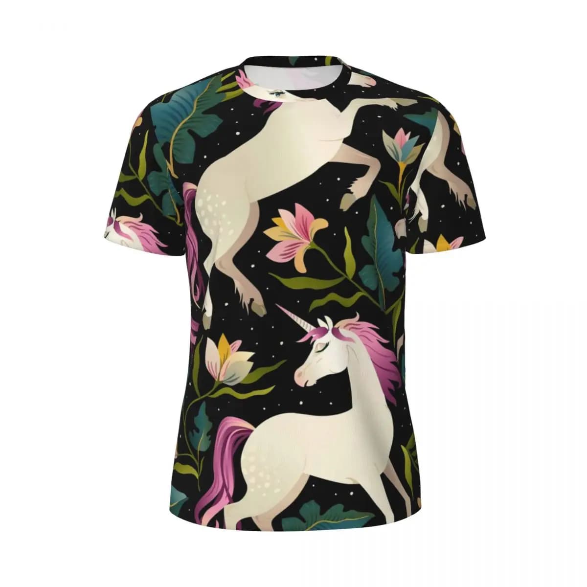 Dessin animé licorne gymnase t-shirt fleurs imprimer Harajuku t-shirts hommes Vintage t-shirt plage