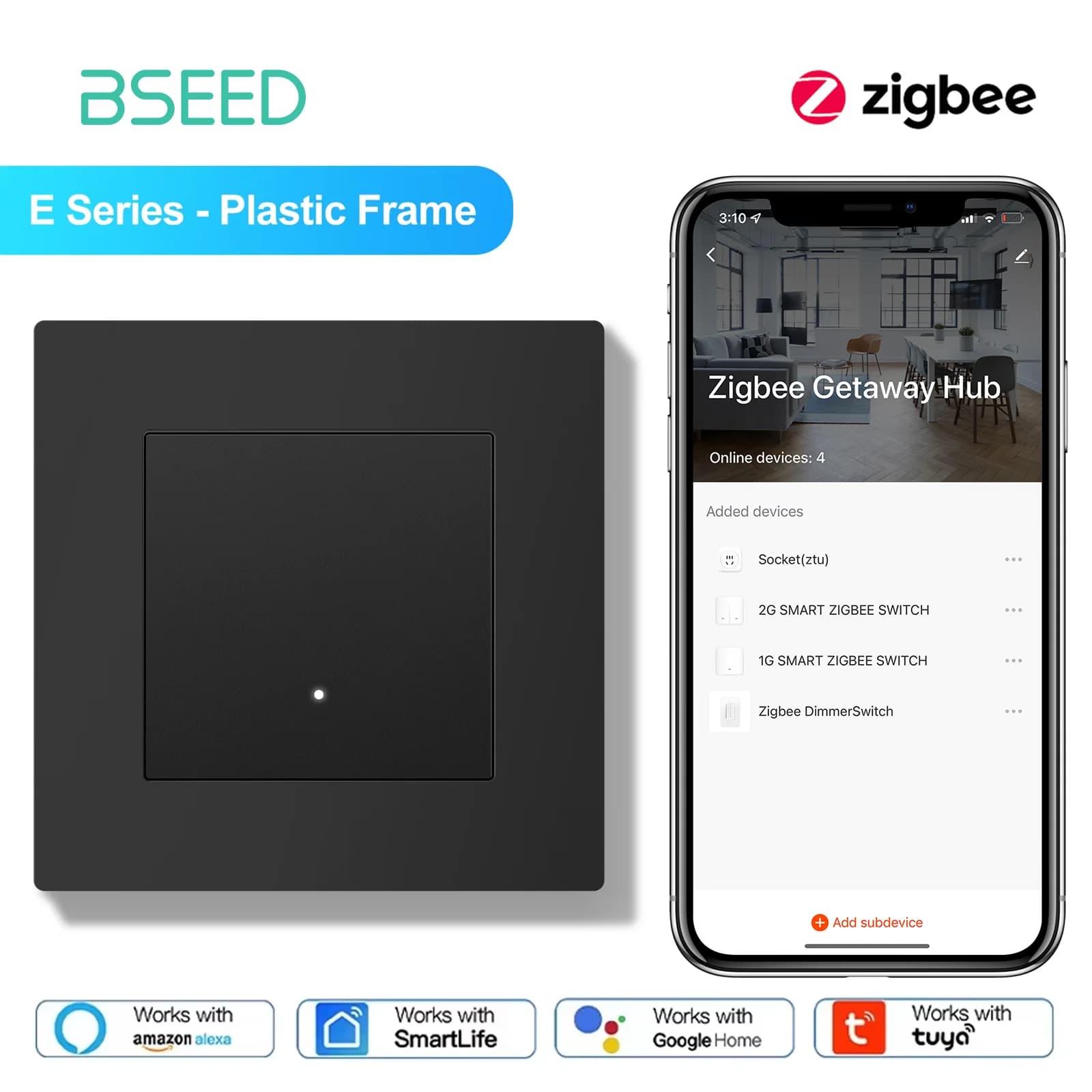 BSEED Zigbee interrupteurs d'éclairage mural interrupteurs à bouton intelligent 1/2/3 voies Tuya Sma