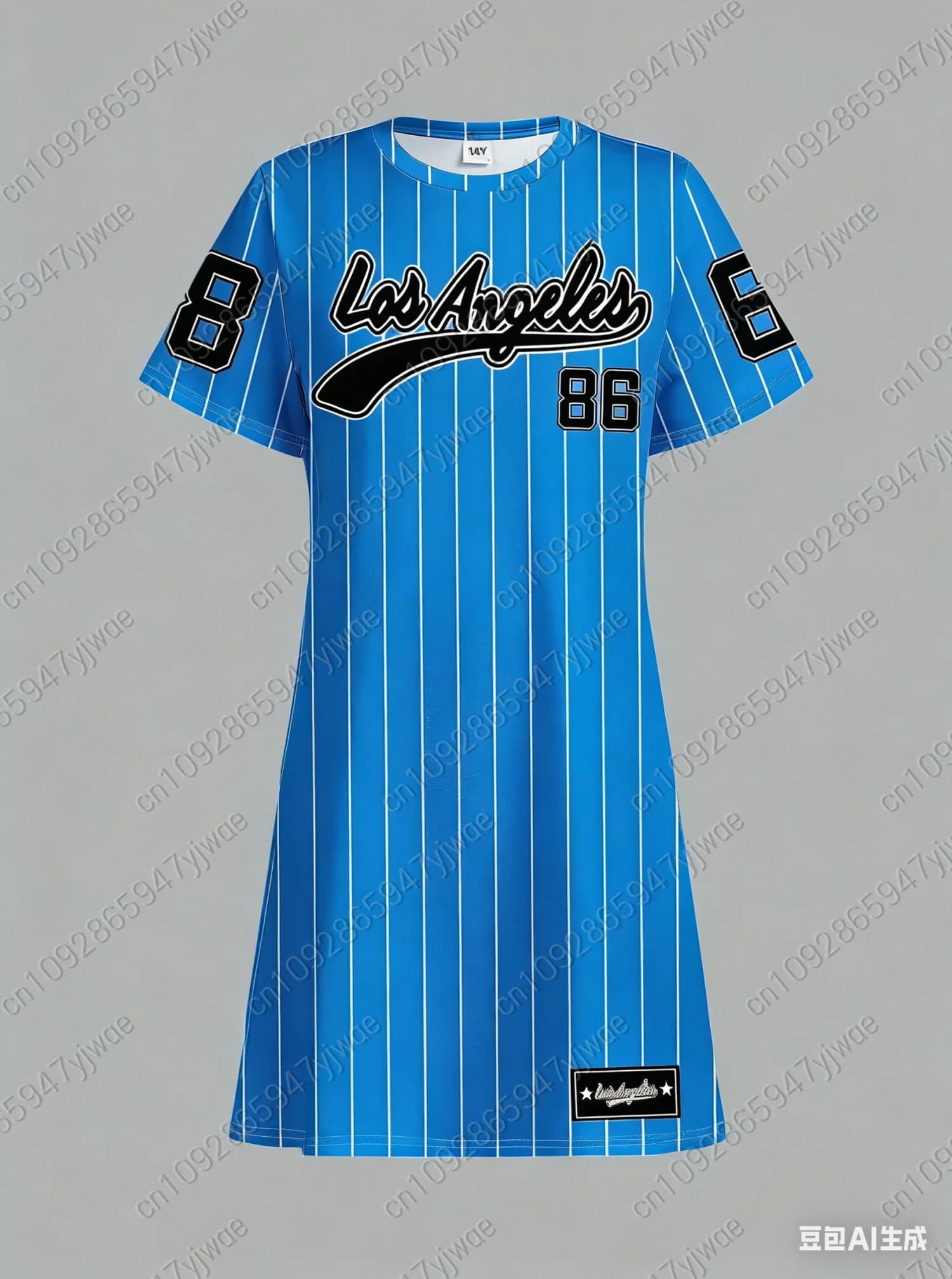 Robe T-shirt ample décontractée pour femme été 2026 NO.86 LOS ANGELES Imprimé Col rond Manches court